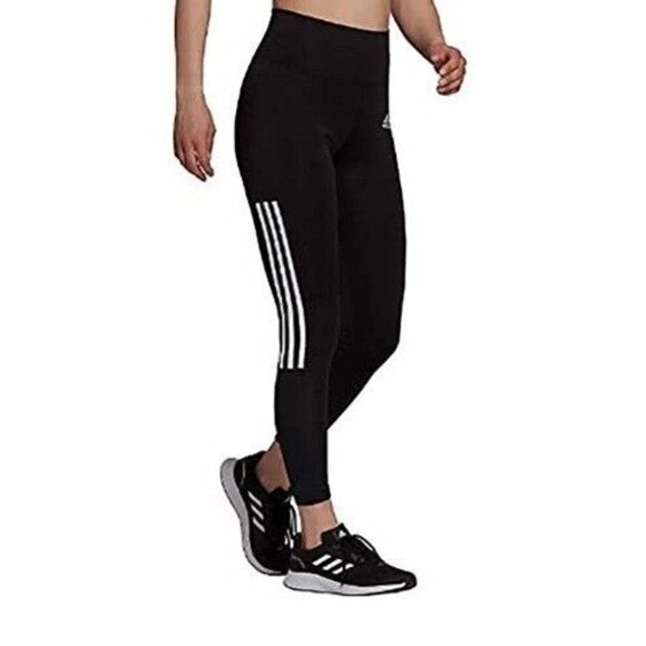 NWT Adidas Womens Lightweight High Rise 3-White Stripe 7/8 Leggings Black Small - Picture 2 of 4